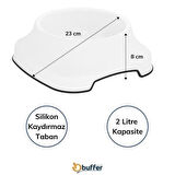 Meleners® Silikon Kaydırmaz Taban Plastik Kedi ve Köpek Mama ve Su Kabı 2 L