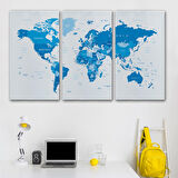 Harita Sepeti Dünya Haritası Dekoratif Kanvas Tablo 1051
