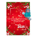 Yeni Yıl 2025 Kart Üzerinde Anahtarlık (Kişiye Özel Yazı Yazdırılabilir) Peluş Bebek 5 adet