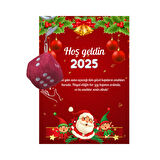 Yeni Yıl Noel Baba Kart Üzerinde Anahtarlık (Kişiye Özel Yazı Yazdırılabilir) Zar Model