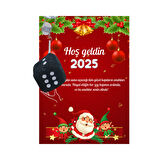 Yeni Yıl Noel Baba Kart Üzerinde Anahtarlık (Kişiye Özel Yazı Yazdırılabilir) Zar Model