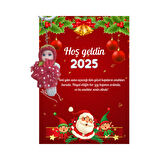 Yeni Yıl Noel Baba Kart Üzerinde Anahtarlık (Kişiye Özel Yazı Yazdırılabilir) Tütü Bebek  5 Adet