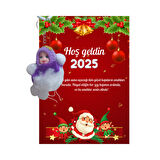 Yeni Yıl Noel Baba Kart Üzerinde Anahtarlık (Kişiye Özel Yazı Yazdırılabilir) Peluş Bebek 