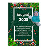 Yeni Yıl Kart Üzerinde Anahtarlık (Kişiye Özel Yazı Yazdırılabilir) Peluş Bebek 5 adet