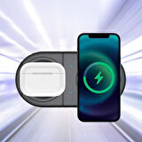 ct stones 2si 1arada Kablosuz Saat,Kulaklık ve Telefon Hızlı Şarj Etme Aparatı