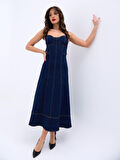 7090 KOT ELBİSE-MAVİ