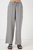 Geniş Paça Keten Pantolon 6735 - Gri
