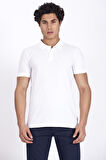 Erkek Polo Yaka Tişört Beyaz %100 Pamuk Slim Fit POLO T-SHİRT NCS JEANS 1055