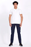 Erkek Polo Yaka Tişört Beyaz %100 Pamuk Slim Fit POLO T-SHİRT NCS JEANS 1055