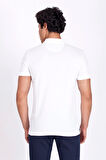 Erkek Polo Yaka Tişört Beyaz %100 Pamuk Slim Fit POLO T-SHİRT NCS JEANS 1055