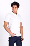 Erkek Polo Yaka Tişört Beyaz %100 Pamuk Slim Fit POLO T-SHİRT NCS JEANS 1055