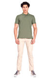 Erkek Polo Yaka Tişört Açık Haki %100 Pamuk Slim Fit POLO T-SHİRT NCS JEANS 1055