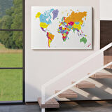 Harita Sepeti Dünya Haritası Dekoratif Kanvas Tablo 1055