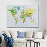 Harita Sepeti Dünya Haritası Dekoratif Kanvas Tablo 1056