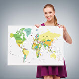 Harita Sepeti Dünya Haritası Dekoratif Kanvas Tablo 1056