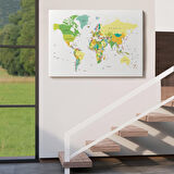 Harita Sepeti Dünya Haritası Dekoratif Kanvas Tablo 1056