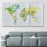 Harita Sepeti Dünya Haritası Dekoratif Kanvas Tablo 1056