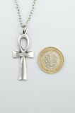Ankh Anahtarı - Nil'in Anahtarı Erkek Kadın Kolye Antik Gümüş Kaplama - 60 cm Düz Zincir