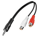 ST-0938 3.5Mm Stereo Erkek 2 RCA Dişi Tos Ses Kablosu