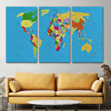 Harita Sepeti Dünya Haritası Detaylı Dekoratif Kanvas Tablo 1058