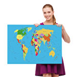 Harita Sepeti Dünya Haritası Detaylı Dekoratif Kanvas Tablo 1058