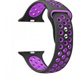 Gpack Apple Watch SE 44 mm Kordon Delikli Çift Renk Silikon