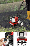 Germany 20HPX Motor Çelik Şanzıman Benzinli Ot Çalı Biçme Tekerlekli Mini Çapalama Toprak Çapası