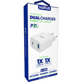 SNX S236 20W USB VE TYPEC BAŞLIK ÇİFT GİRİŞ ŞARJ ADAPTÖRÜ