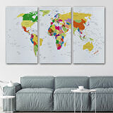 Harita Sepeti Dünya Haritası Detaylı Dekoratif Kanvas Tablo 1059