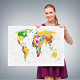 Harita Sepeti Dünya Haritası Detaylı Dekoratif Kanvas Tablo 1059