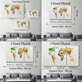 Harita Sepeti Dünya Haritası Detaylı Dekoratif Kanvas Tablo 1059