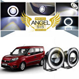 Fiat Doblo D4 Uyumlu, Universal Mercekli Led Angel Sis Farı, 76mm Beyaz Renk
