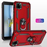 Gpack Huawei Y5P Kılıf Tank Koruma Vega Standlı Yüzüklü MıknatıslıNano Glass