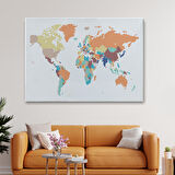 Harita Sepeti Dünya Haritası Dekoratif Kanvas Tablo 1061