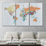 Harita Sepeti Dünya Haritası Dekoratif Kanvas Tablo 1061