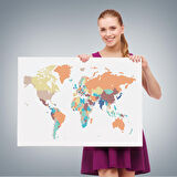 Harita Sepeti Dünya Haritası Dekoratif Kanvas Tablo 1061