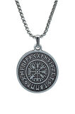 Viking Pusulası Vegvisir Örme Zincir Kolye - Gümüş Kaplama - Erkek Kadın Kolye - No:1573