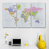 Harita Sepeti Dünya Haritası Dekoratif Kanvas Tablo 1064