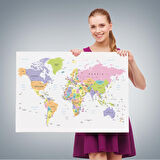 Harita Sepeti Dünya Haritası Dekoratif Kanvas Tablo 1064