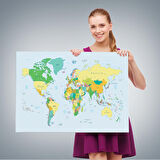 Harita Sepeti Dünya Haritası Meridyenli Dekoratif Kanvas Tablo 1065