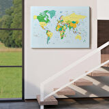 Harita Sepeti Dünya Haritası Meridyenli Dekoratif Kanvas Tablo 1065