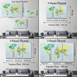 Harita Sepeti Dünya Haritası Meridyenli Dekoratif Kanvas Tablo 1065