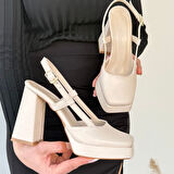 Mety Bej Cilt Topuklu Ayakkabı