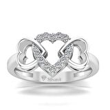 0,07 Karat Pırlanta Kalplı Yüzük