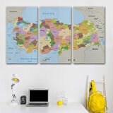 Harita Sepeti Kanvas Türkiye Haritası Komşulu Ülkeli Dekoratif 1067