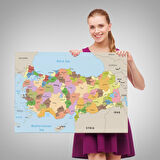 Harita Sepeti Kanvas Türkiye Haritası Komşulu Ülkeli Dekoratif 1067