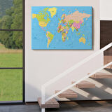 Harita Sepeti Dünya Haritası Meridyenli Dekoratif Kanvas Tablo 1068