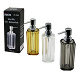 UZUN KARE TABAN -SEKİZGEN GÖVDE ŞEFFAF - RENKLİ AKRİLİK - MİKA KRİSTAL SIVI SABUNLUK 200ML