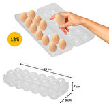 12&amp;apos;li Şeffaf Kapaklı Kilitli Yumurta Saklama Kabı Kutusu Aparatı 