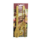 2 PCS AHŞAP BAMBU MAŞA SETİ İNCE IZGARA - KAŞIKLI SERVİS MAŞA